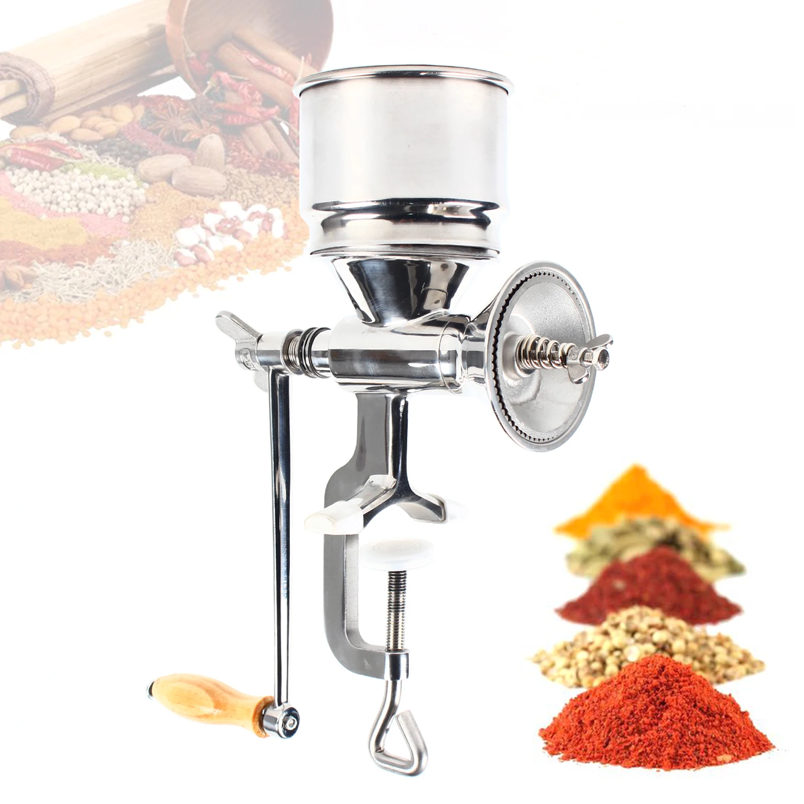 

Stainless Steel Manual Grain Mill Home Kitchen Grain Grinding Tool Coffee Pepper Rice Mill