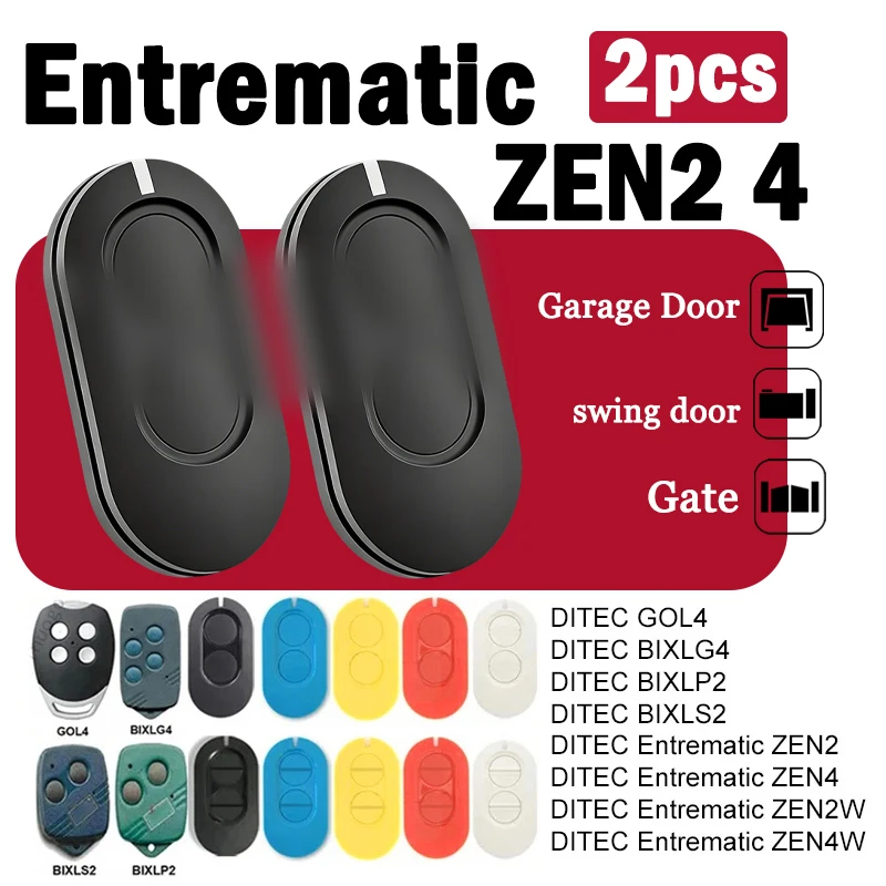 DITEC Entrematic ZEN2 ZEN4 GOL4 Remote Control for ZEN2W ZEN4W BIXLG4 BIXLP2 BIXLS2 433.92MHz Garage Door Control Gate Opener