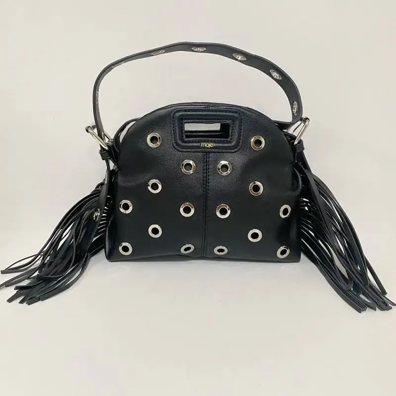 Fashionable Women's Handbag Maje2026 Retro Luxury Shoulder Bag, Black PU Leather Women's Crossbody Bag