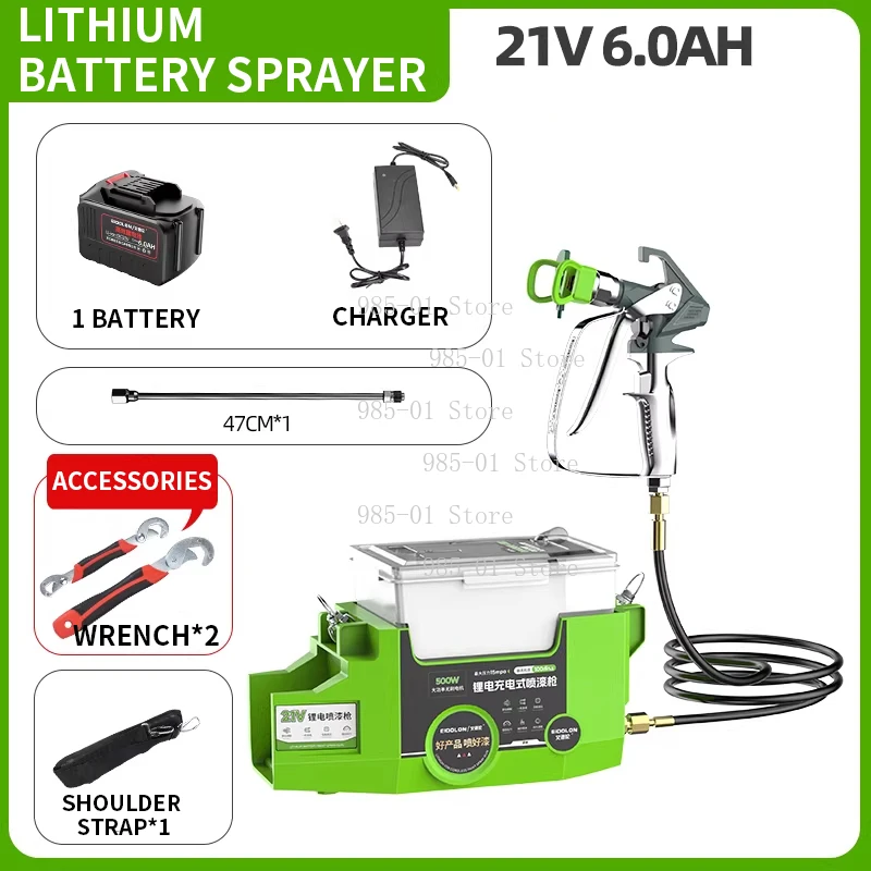 Portable Lithium-Battery Backpack Airless Sprayer, 4.0Ah 6.0Ah High-Pressure Coating Equipment with Extension Pole