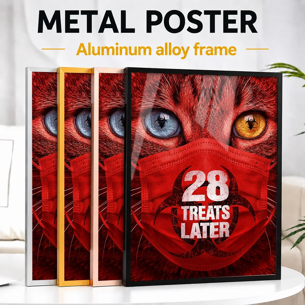 28 Weeks Later Cat Parody Movie Framed Aluminum Metal Poster Customized Screen Tribute Wall Art For Theater And Story Lovers