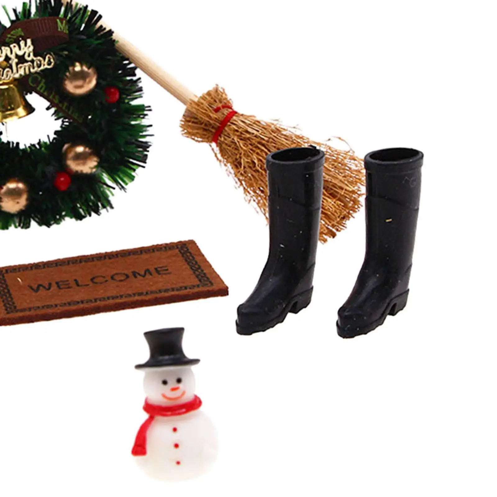 6x casa de bonecas decoração de natal conjunto de boneco de neve DIY para projetos DIY arquitetônicos