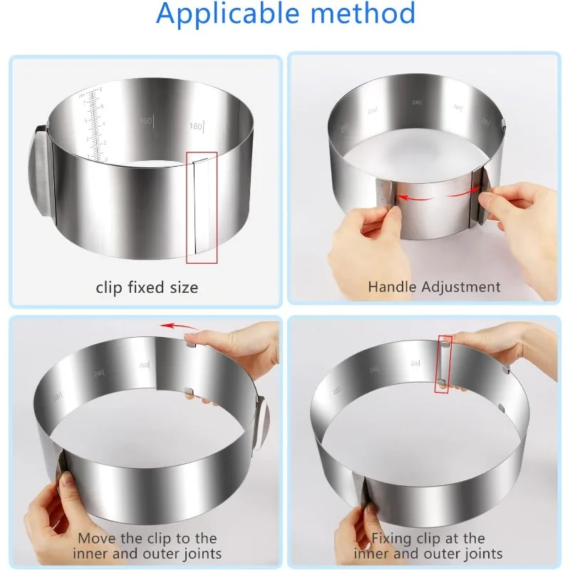 Stainless Steel Adjustable Retractable Round Circle Cake Ring Mold Mousse Cake Ring Baking Ring Cake Tools