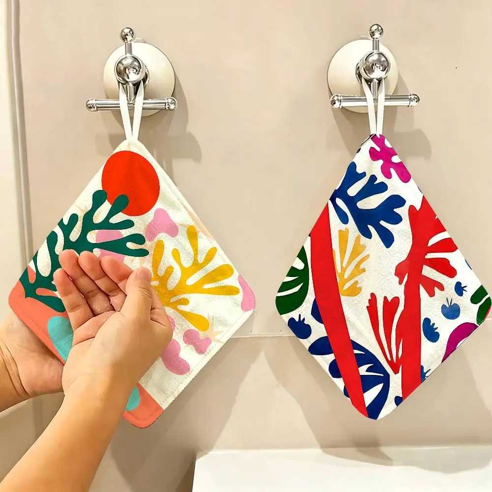 Henri Matisse Art Painting Hanging Kitchen Towel, Polyester Cotton Material, Wear Resistant Hand Wiping Towel for Home