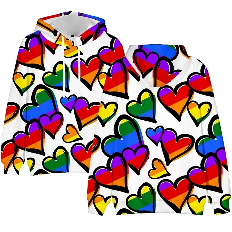 LGBT Rainbow Love is Love 3D มีฮู้ดเสื้อสวมหัวมีฮู้ดเสื้อฮู้ดแขนยาวลำลองสำหรับแขนยาว hoodie ทุกวัน