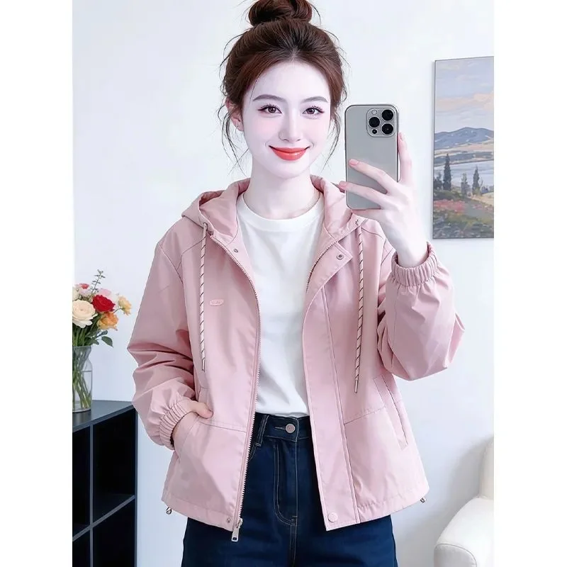 Autumn Women Fashion Loose Stormtroopers Jacket Spring Femme Long Sleeved Lined Outwear Korean Ladies High End Hooded Short Coat