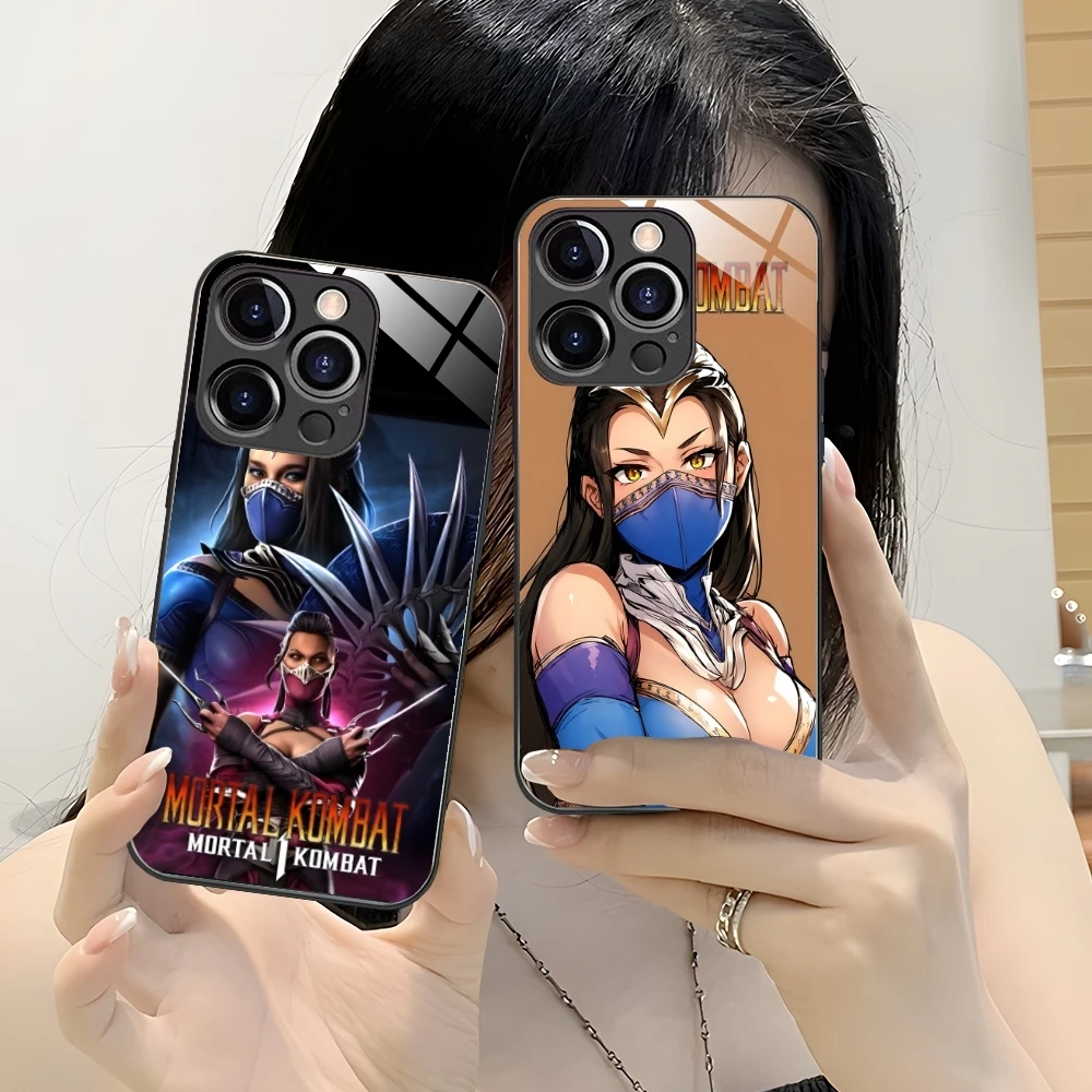 Mortal Kombat Kitana Mobile Cell Phone Case for iPhone 16 15 14 13 12 11 X XR XS 8 Pro Max Plus Mini PC Glass Phone Cover Shell