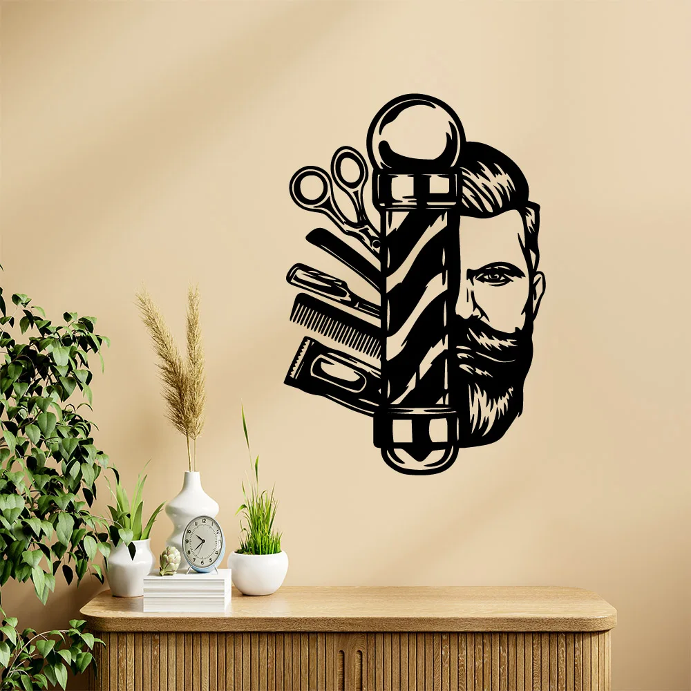 Diy Barber Shop WALL STICKER Wall Decal Art Vinyl Stickers For Living Room Bedroom Background Wall Art Decal Drop Shipping