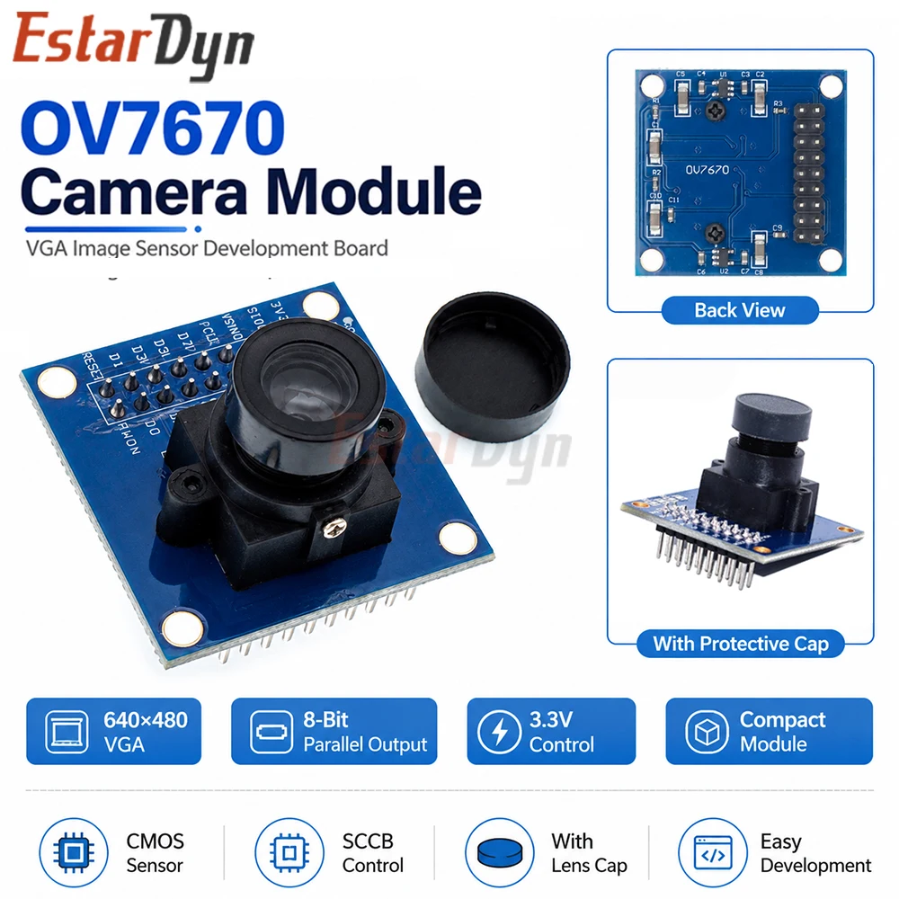 Estardyn OV7670 VGA Camera Module 640x480 Auto Exposure Image Sensor for STM32 ESP32 MCU Development Board