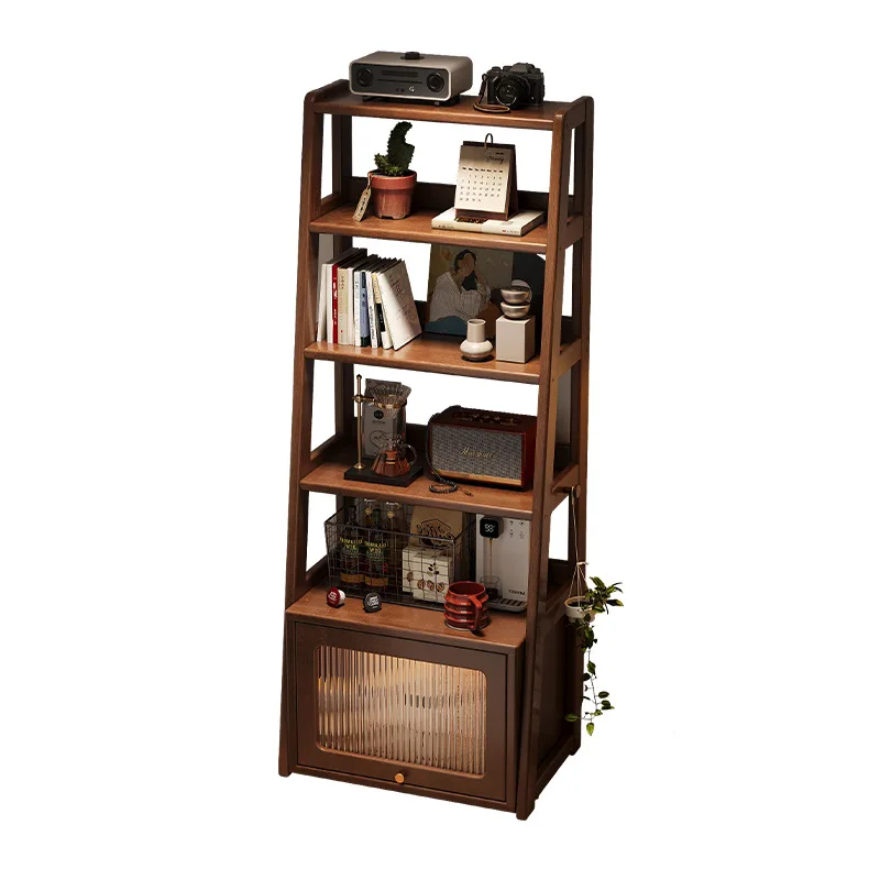 

Solid wood bookshelf shelf integrated cabinet household small apartment bookcase multi-layer locker bedroom bedside storage