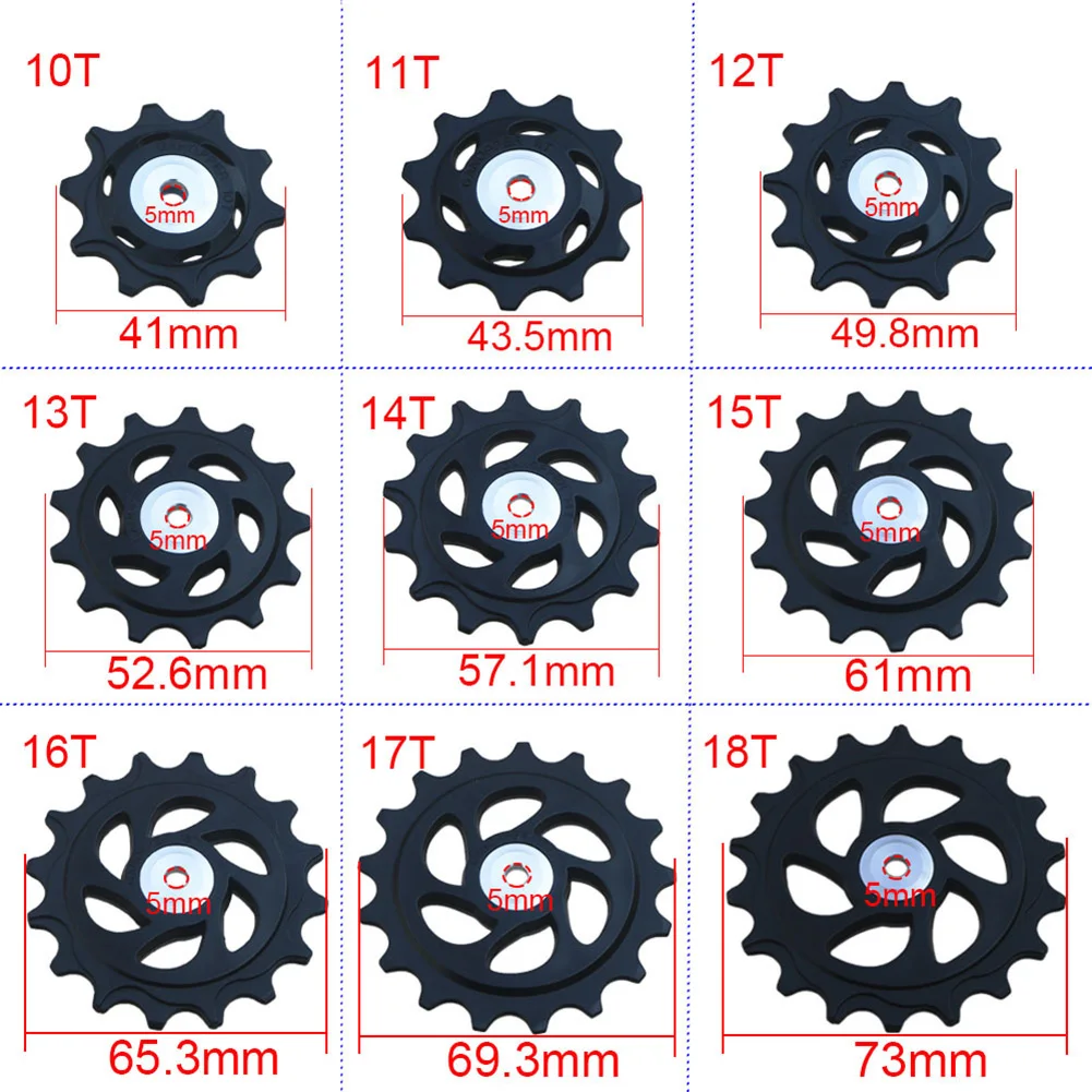 1x 10T 11T 12T 13T 14T 15T 16T 17T 18T Bearing Bicycle Rear Guide Wheel Bike Rear Mech Derailleur Wheels Roller For Hybrid Bikes