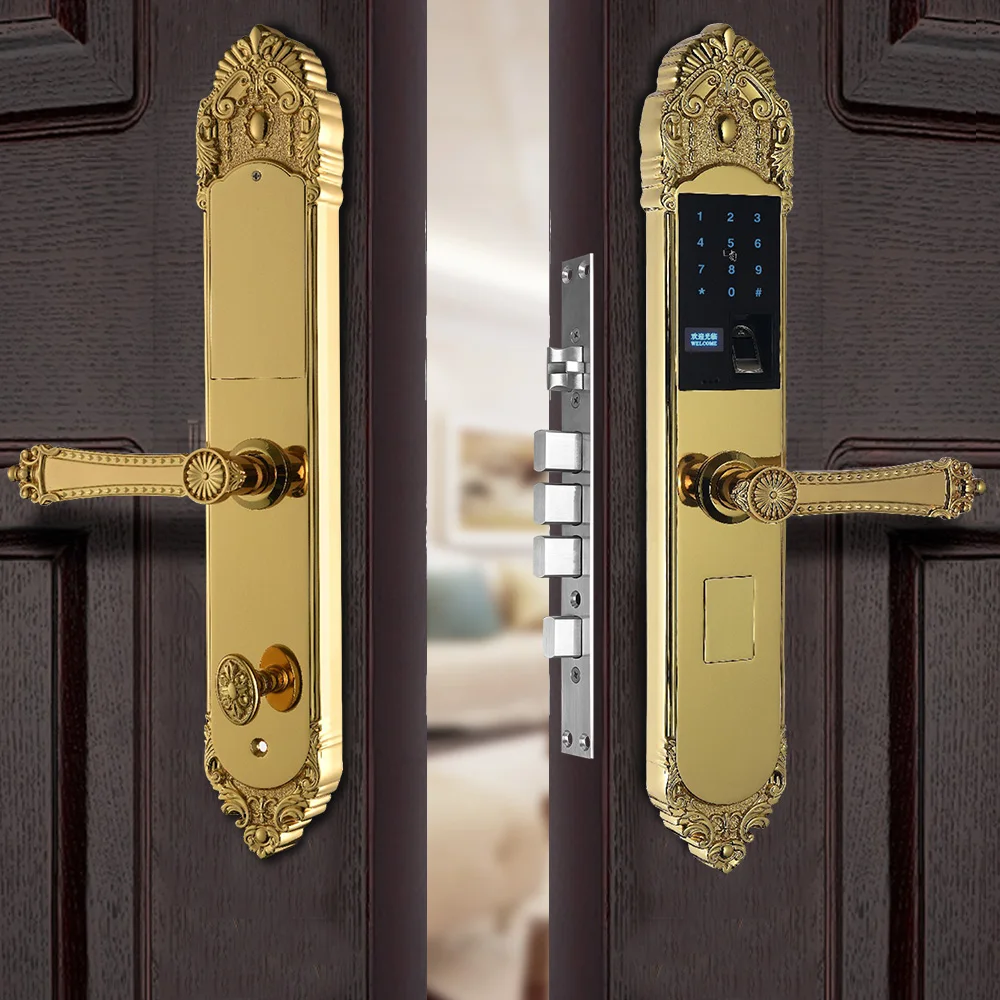 High Security Intelligent Card Key Fingerprint Electronic Door Smart Door Handle Lock