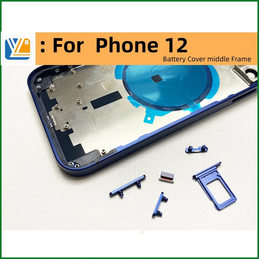 Back Housing For iPhone 12 12Pro 12Pro Max Battery Cover Back Rear Frame Chassis+with Side Buttons+SIM Tray+Tools 12 Back Cover