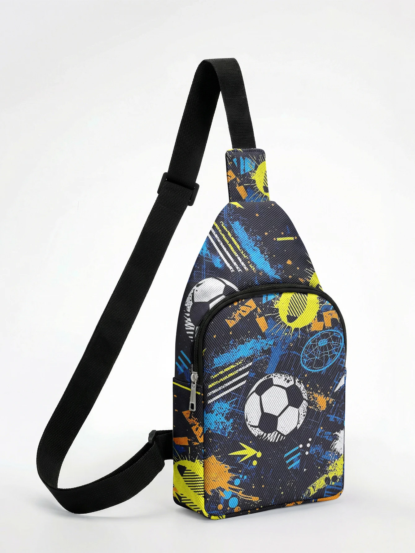 Graffiti Soccer Ball Print Sling Chest Bag Adjustable Strap Crossbody Bag For Sports Training Daily Outing