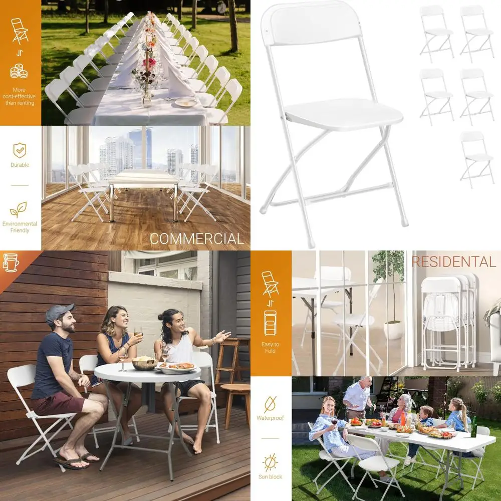 

Портативные уличные стулья (6 шт.) с металлическим каркасом и пластиковым сиденьем для мероприятий и вечеринок