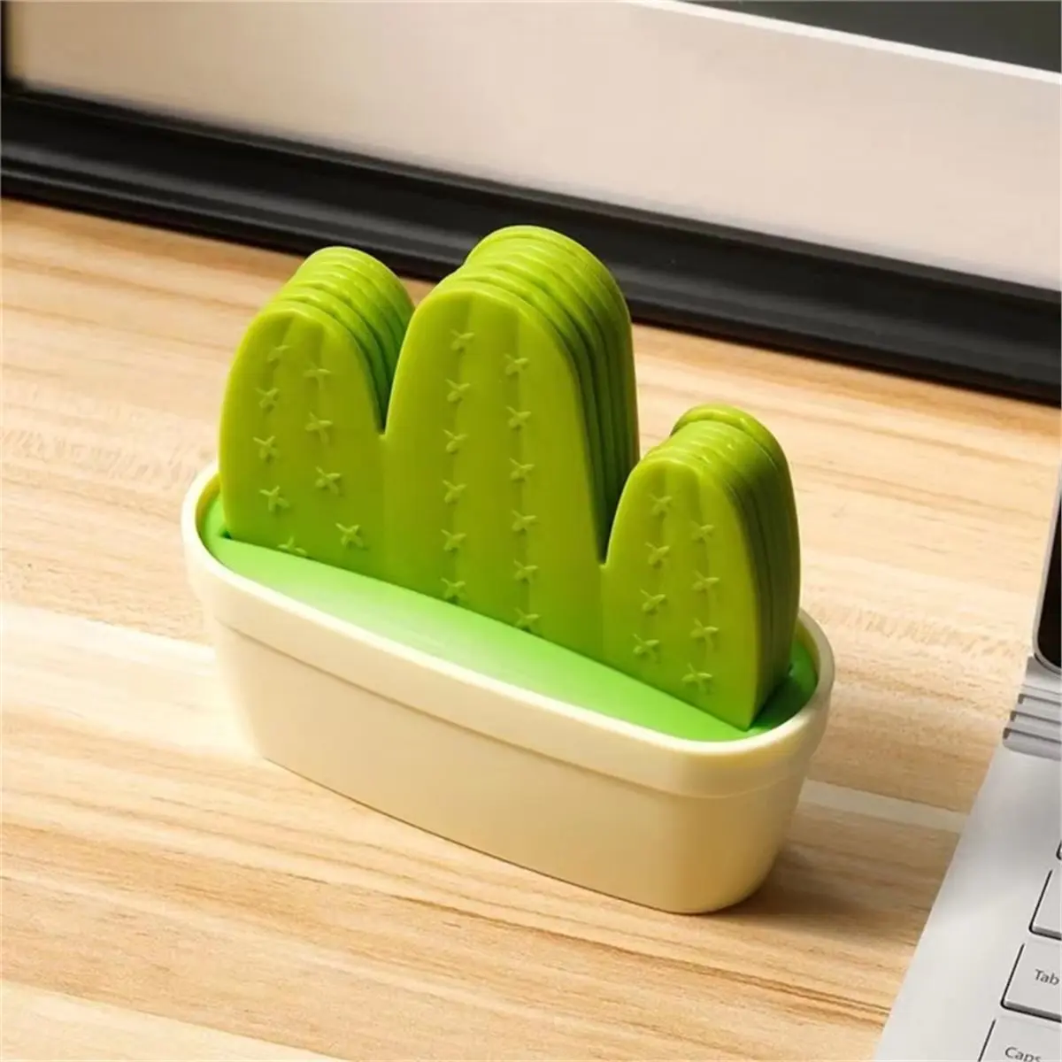 12pcs Cactus Coaster Set Insulation Mat Creativity Coaster Suitable for Beverage Bar Home Decor Coffee Table with Stand