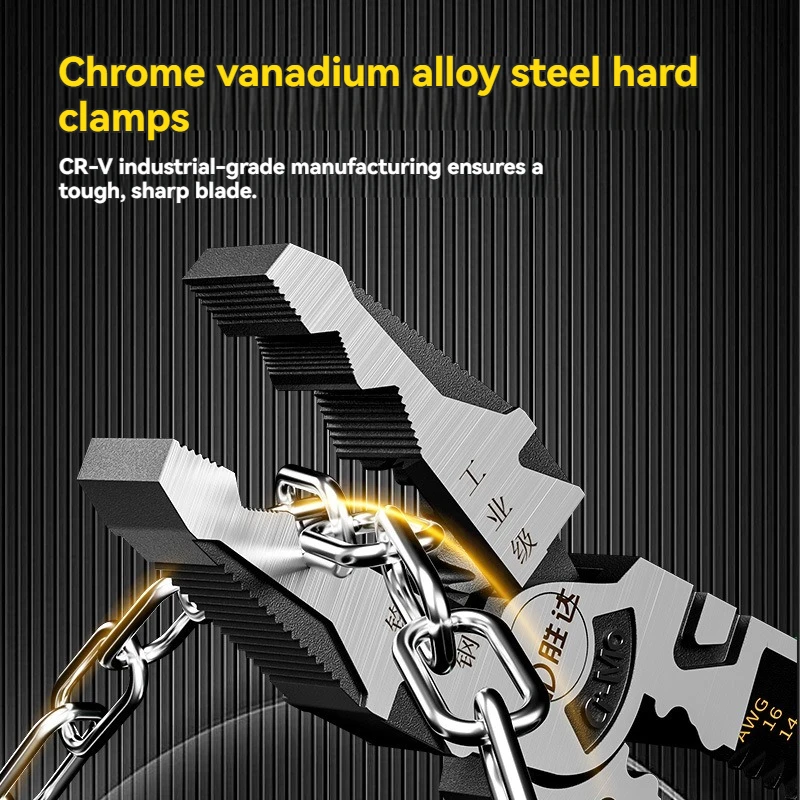 1PC Tiger Pliers Labor-saving Household Pliers Set Tpr Handle Set Pointed Nose Pliers For Electricians, Multifunctional Steel
