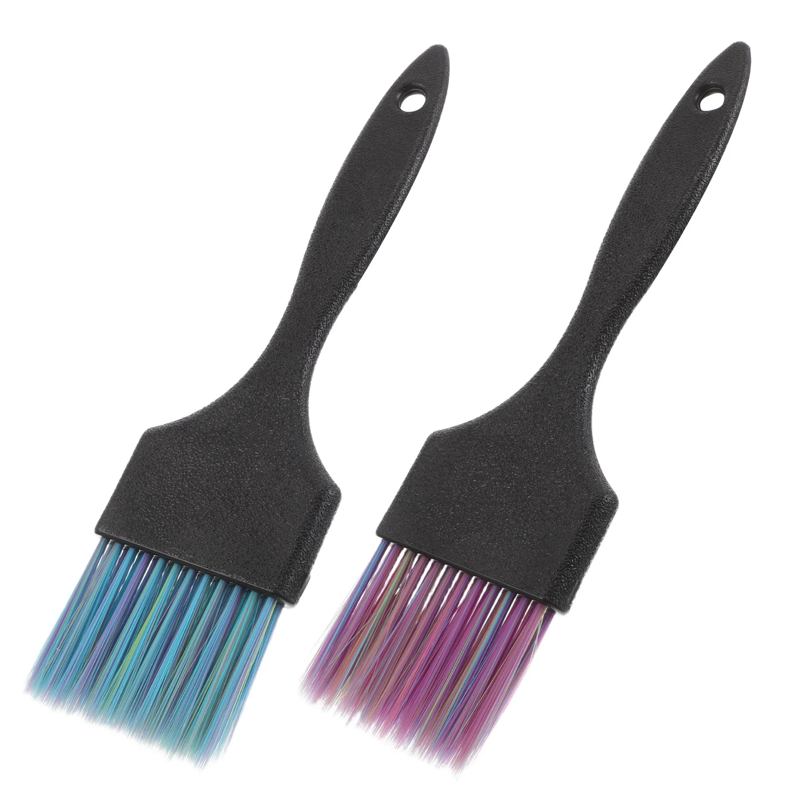 

2pcs Hairdressing Brush for Women Short Handle Black Purple Blue Color Salon Supplies Nylon Round Coloring Tools