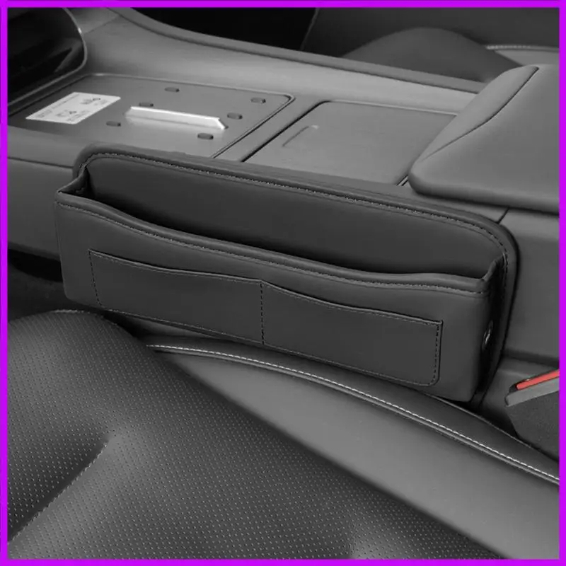 R9CC Leather Car Console Storage Box with Card Holder for Efficient Use of Gaps