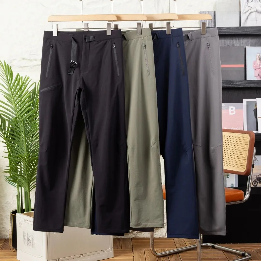 Outdoor Men's Lightweight Windproof Waterproof Softell Casual Pants New Autumn Faionable Straight Leg Polyester Fiber