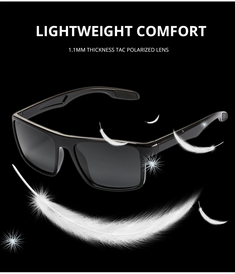 KDEAM Polarisierte, rechteckige Sonnenbrille für Herren, ultraleicht, ideal für den Einsatz im Freien, für lange Tage und verschiedene Lebensstile. – Detail 3