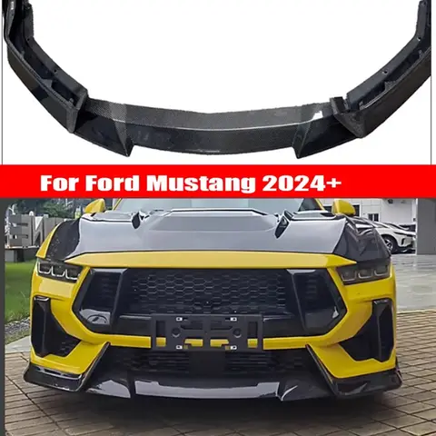 For Ford Mustang 2024+ Carbon Fiber Front lip Car Front Bumper Diverter Spoiler Diffuser  Front lip chin body kit
