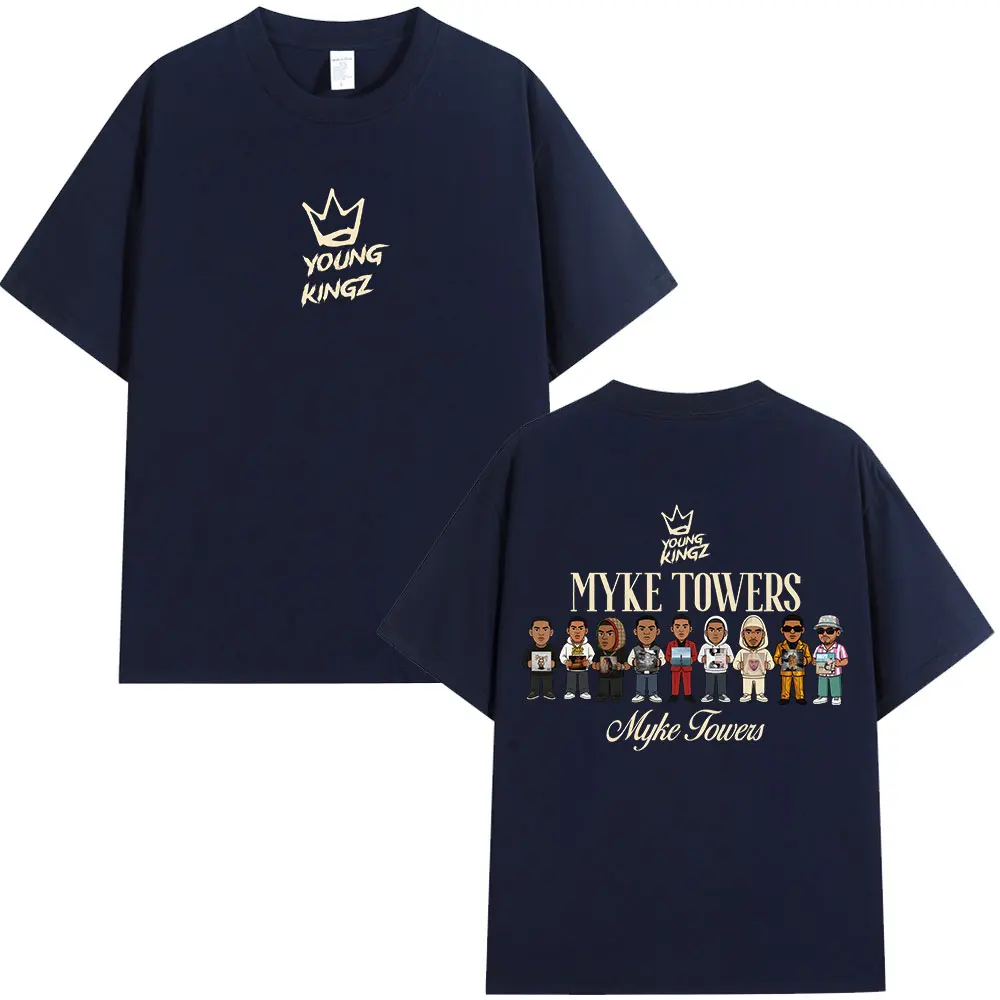 Rapper Myke Towers Album Cover T-shirts Men Women Fashion Hip Hop Oversized T Shirt Cotton Loose Short Sleeve T-shirt Streetwear