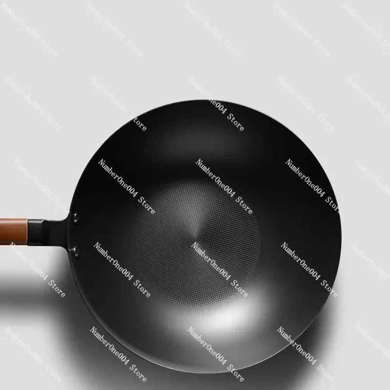 

Refined Iron Wok Non Coating Rust Proof Pot Nonstick Frying Pan for Induction Cooker and Gas Stove
