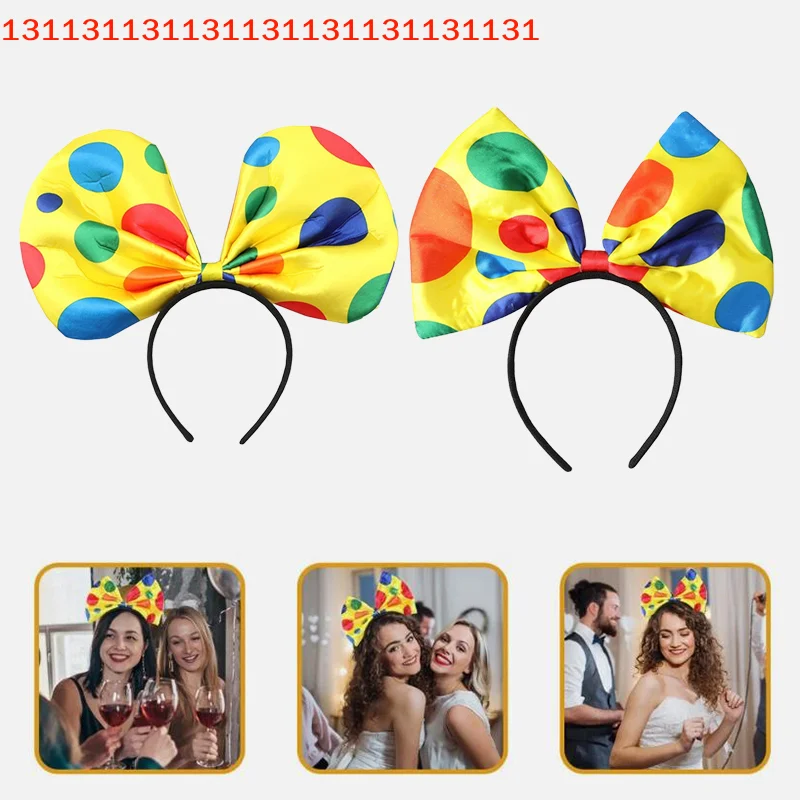 

Красочный головной убор клоуна желтого цвета в горошек с бантом, головные уборы, цирковой реквизит для выступлений, забавные шляпы Джокера, украшения для макияжа, вечеринки