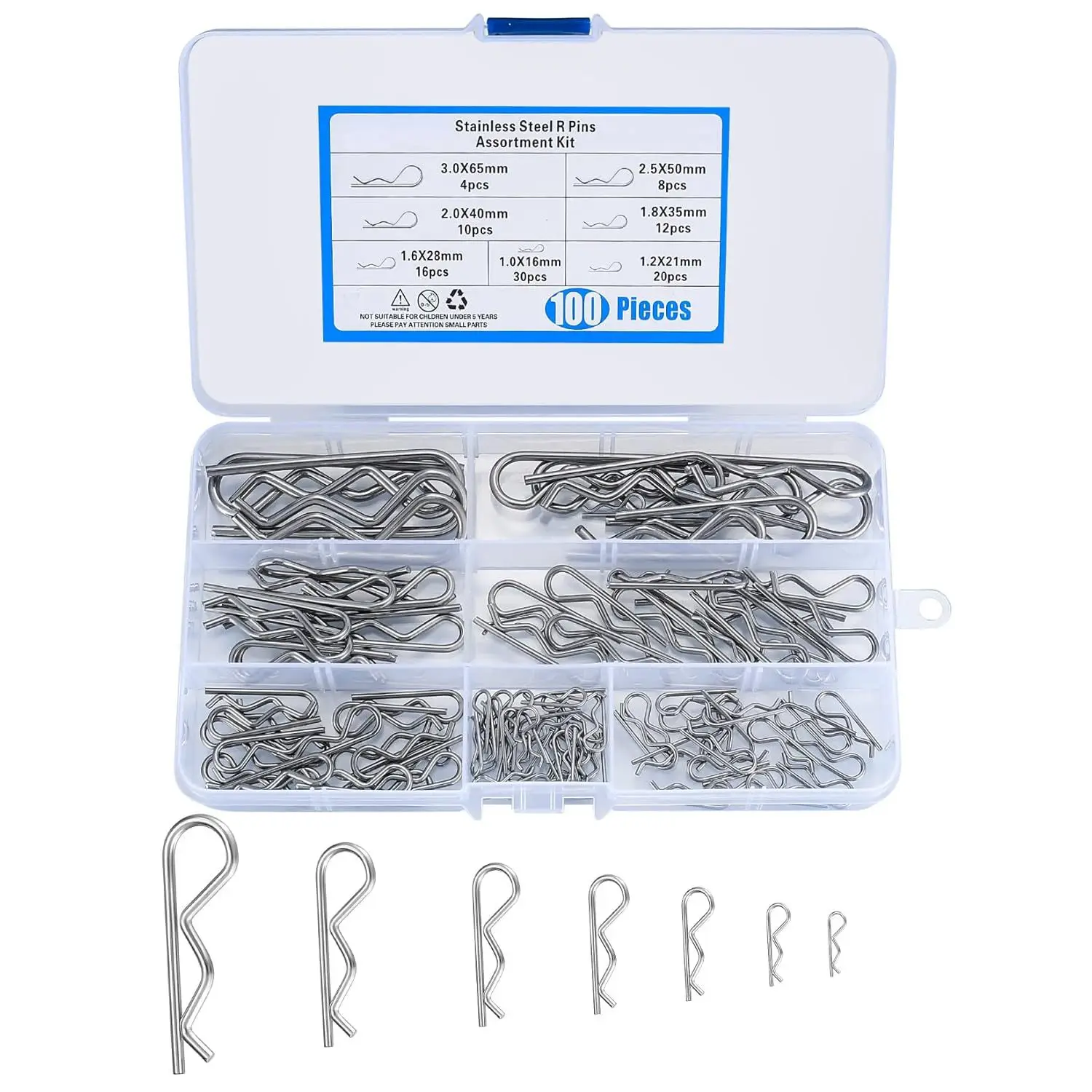100PCS Series Stainless Steel RC Spring Set Body Clamp Safety Clamp Cross Border