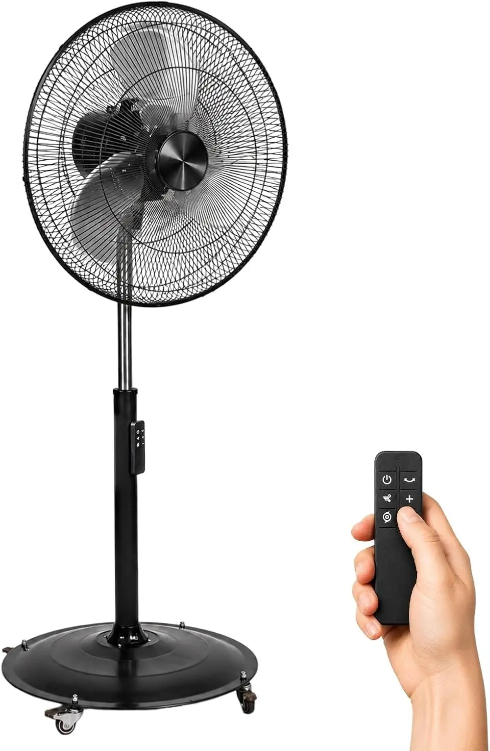 20-Inch 5100 CFM Quiet High-Velocity Pedestal Fan, Remote & 9 Speeds, Heavy-Duty Oscillating Metal Standing Fan with Aluminum Blades, BLDC Motor and 4 Casters, for Residential, Commercial & Garage Use
