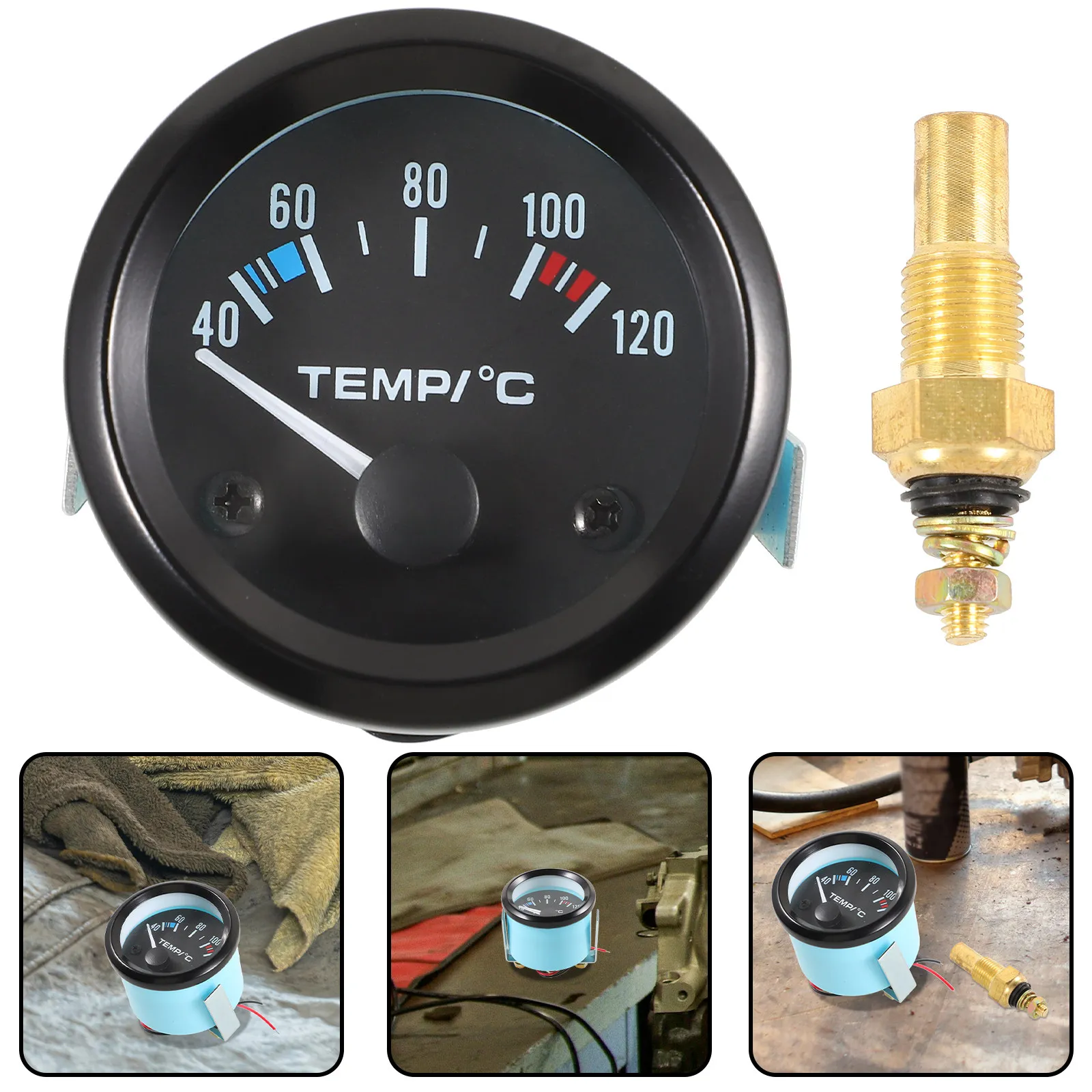 

12V Universal Automotive Water Temperature Gauge for Car High Precision Real Time Monitoring Easy Install Iron ABS Construction