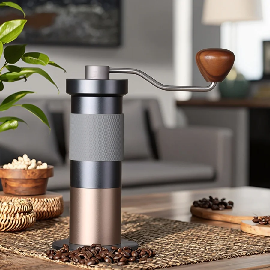 

Kingze индивидуальный логотип, новый дизайн, портативный корпус из алюминиевого сплава, нержавеющая сталь 420, ручная кофемолка с заусенцами для наружного использования