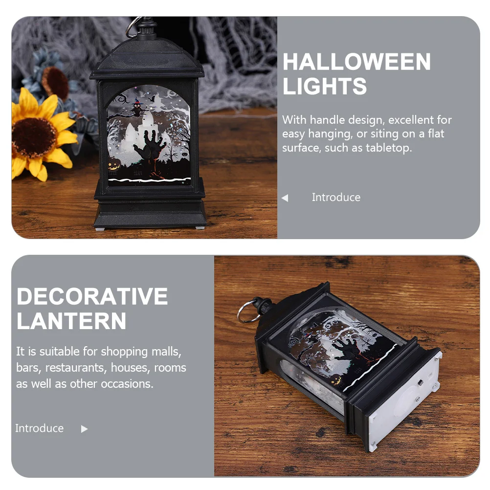 

Halloween Ghost H Night Lamp LED Wind Lantern Decorative Bar Scene Tabletop Plastic Light Halloween Party Supplies Small Night