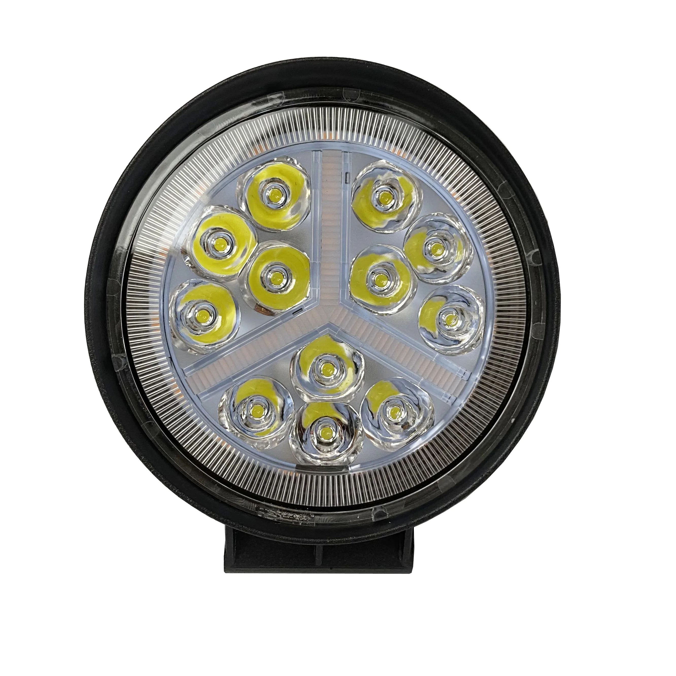 Amber White Yellow Dual Color Strobe Led Car Light Round  0ff Road 4