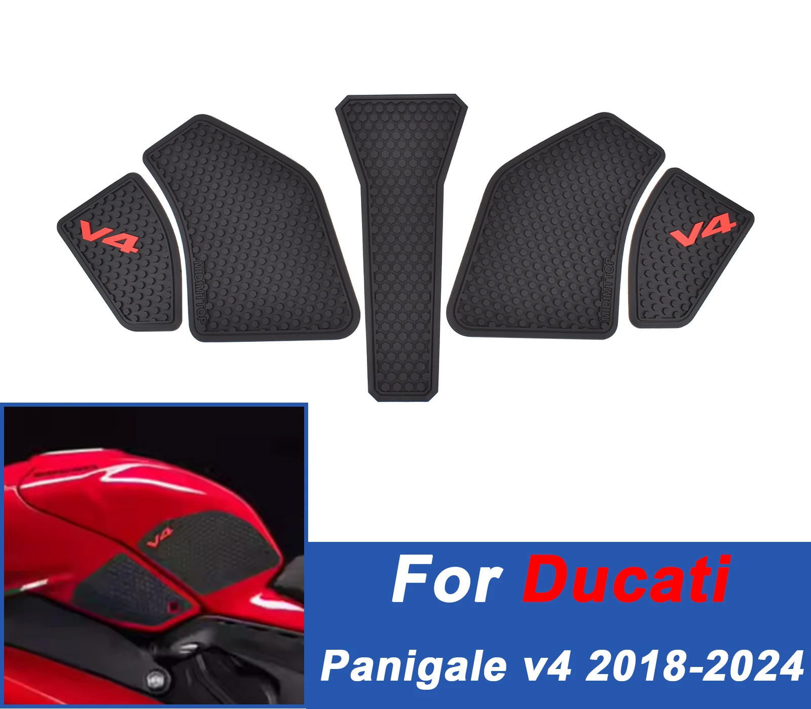 

Для Ducati Panigale V4 (2018-2024) - противоскользящие наклейки на топливный бак, крышка бензобака, защитная накладка для масла, устойчивая к царапинам наклейка на мотоцикл