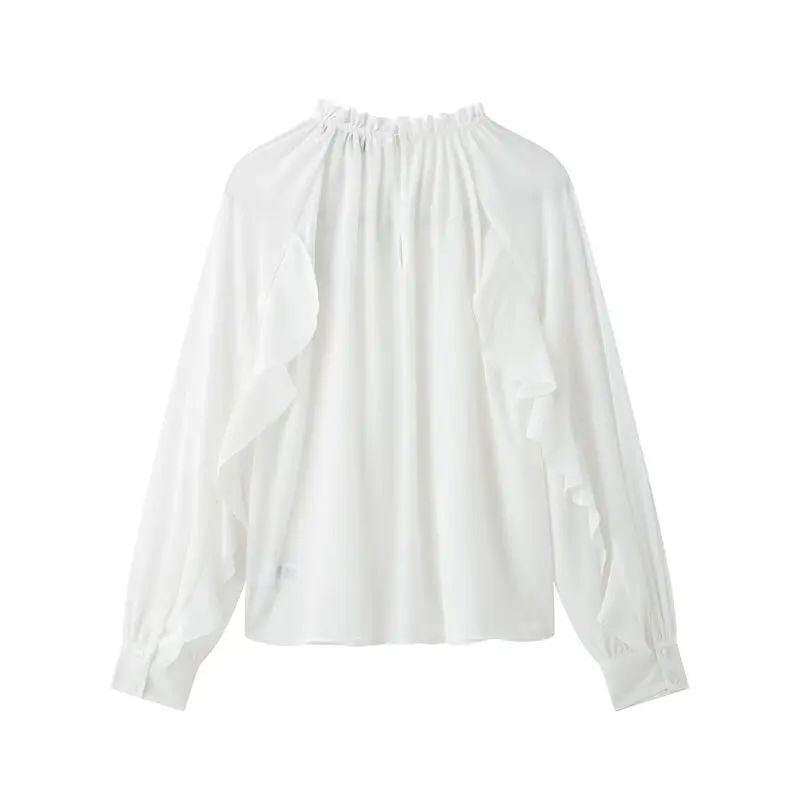 Lente 2025, dames lange Sve opstaande kraag, decoratief irt, veelzijdig gelaagd ontwerp, nieuwe collectie, faionable, casual irt