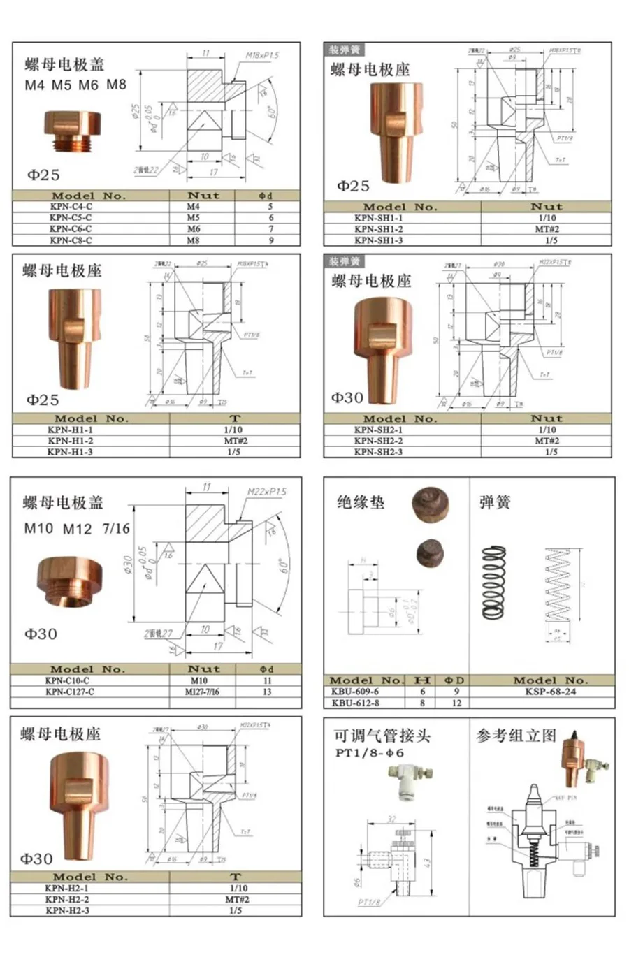 M4 M5 M6 M8 M10 Nut Electrode Spot Welding Machine Copper Nut Electrode Cover Electrode Seat Ceramic Dowel Positioning Pin