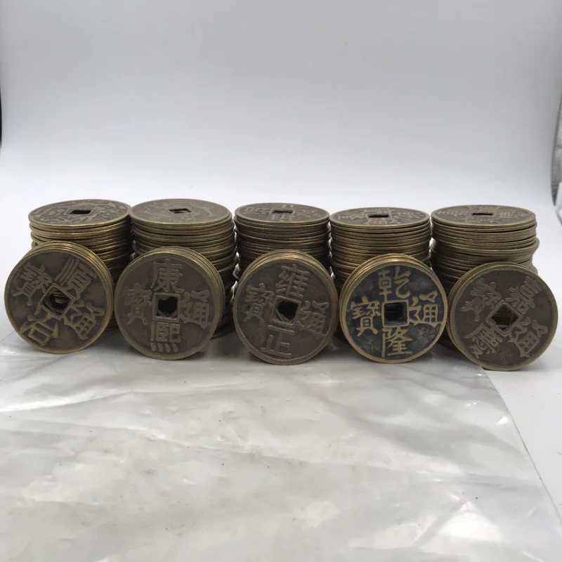 Brass Five Emperors Money Copper Coin Diameter 60mm Thickened Large Old Copper Coin Ancient Coin Collectible