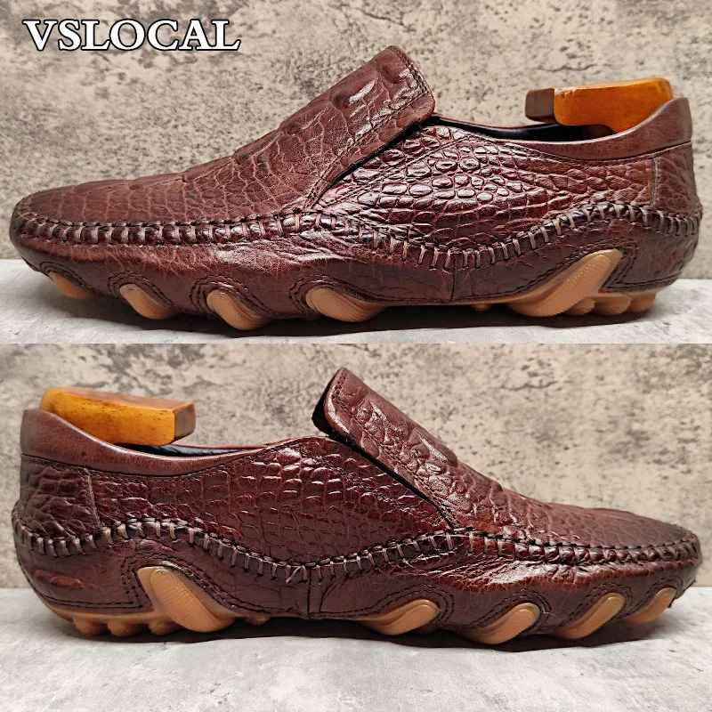 

Luxury Men's Loafers Shoes CROCO Prints Black Brown Casual Mens Dress Shoes Wedding Office Banquet Leather Shoes Men