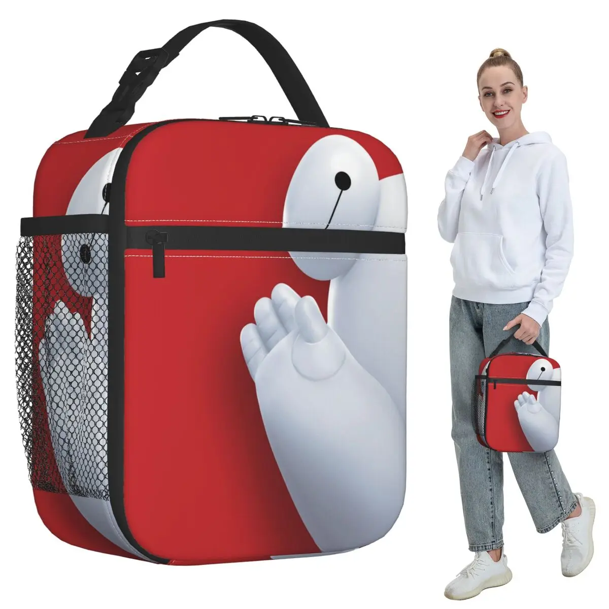 Torba Termiczna na Lunch Big Hero 6 dla Kobiet, Izolowana, do Pracy, Chłodziarka, Pojemnik na Żywność, Wodoszczelna Torba na Lunch