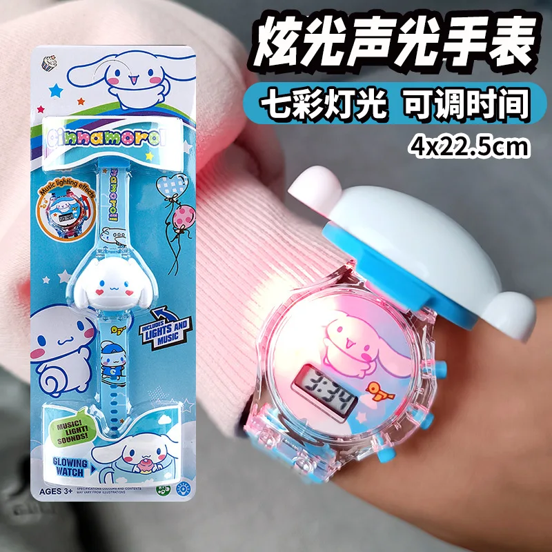 Anime Sanrio 3D Projection Watch Cinnamoroll Kuromi Wrist Watch Hello Kitty My Melody Electronic Watches Flip Kids Toy Gifts