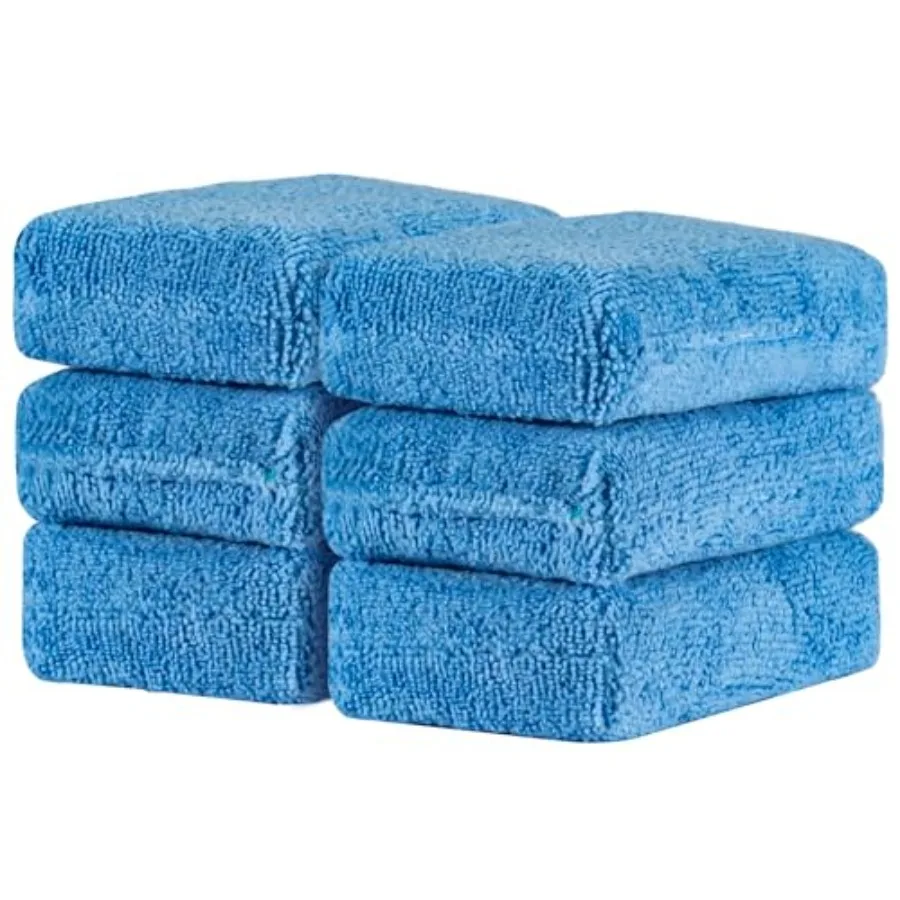 

Комплект из 6 прямоугольных губчатых подушечек из микрофибры для нанесения автомобильного воска с текстурой пены 4,72x3,15 дюйма, синие, идеально подходят для полиса