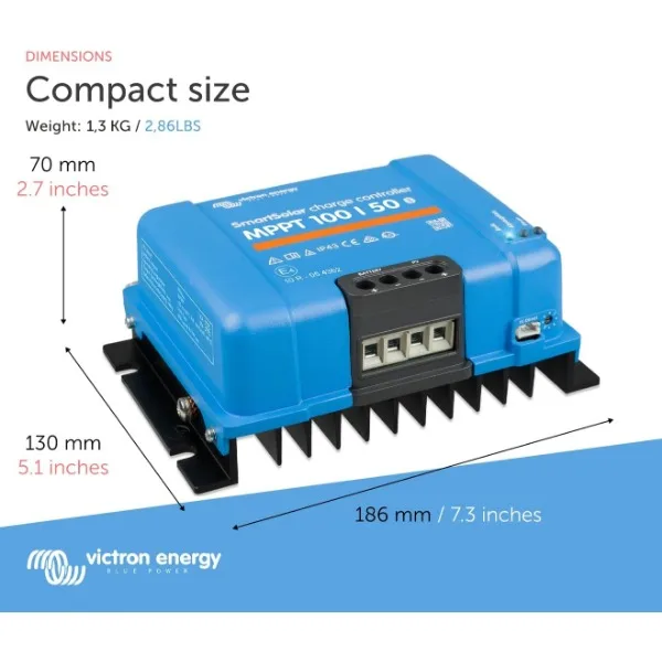 Imagem -04 - Victron Energia-smartsolar Mppt Controlador de Carga Solar Bluetooth 100v 50 Amp 12 Volts 24 Volts