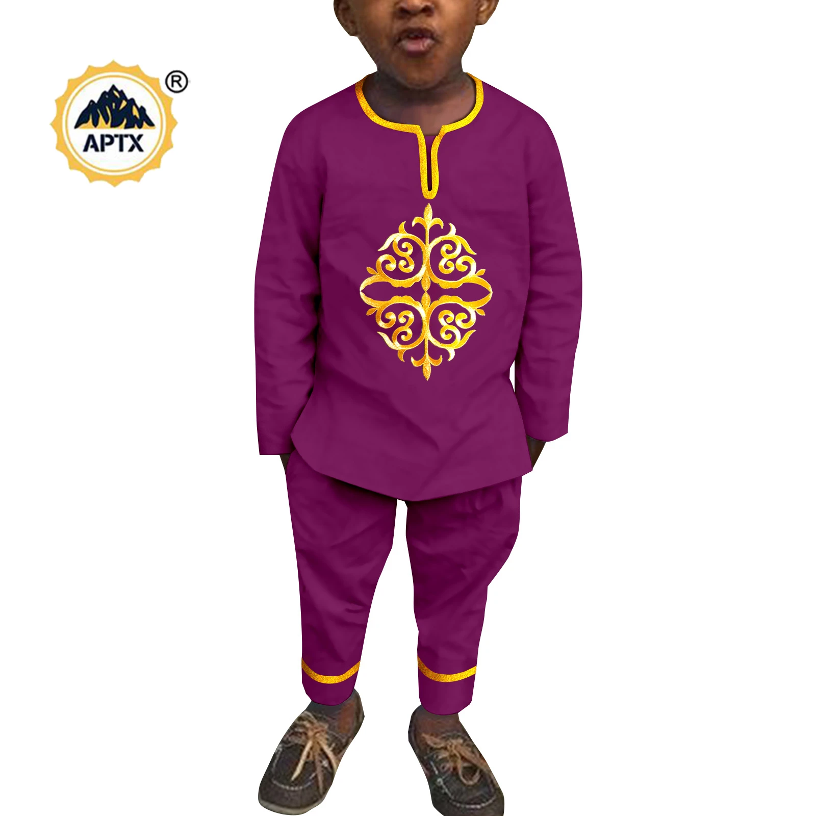 

2022 Africa Boys Outfits Print Wax African Style Clothes for Kids Children 2 Pieces Traditional Shirt+Pants Y224030