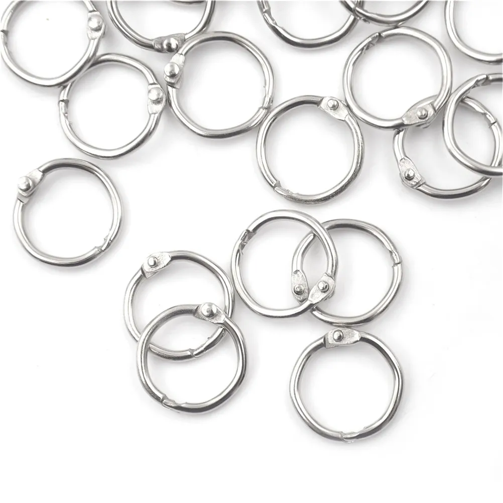 50Pcs Metal Ring Binder Staple Book Binder Albums Loose-leaf Book Hoops 15-80mm Loose Leaf Ring Keychain Office Binding Supplies