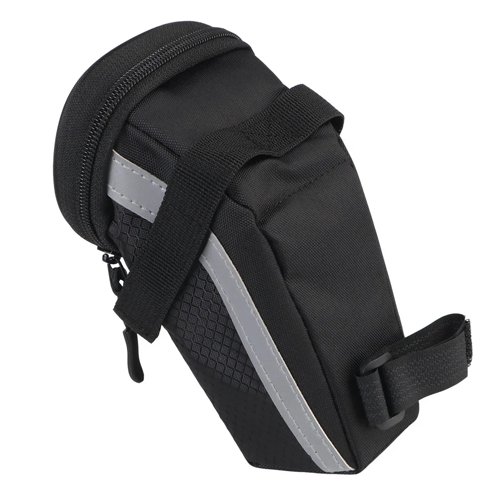 Reflective Strap Bike Saddle bag Small Storage Accessory Kit Tool Cycling Seat Tail Rear Pouch Road Bike Cushion Bag Black