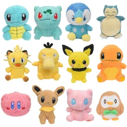 Pokémon Anime recheado Brinquedos de pelúcia dos desenhos animados, boneca recheada, Pikachu, Mew, Charmander, Squirtle, Bulbasaur, Eevee, Snorlax, 12 estilos