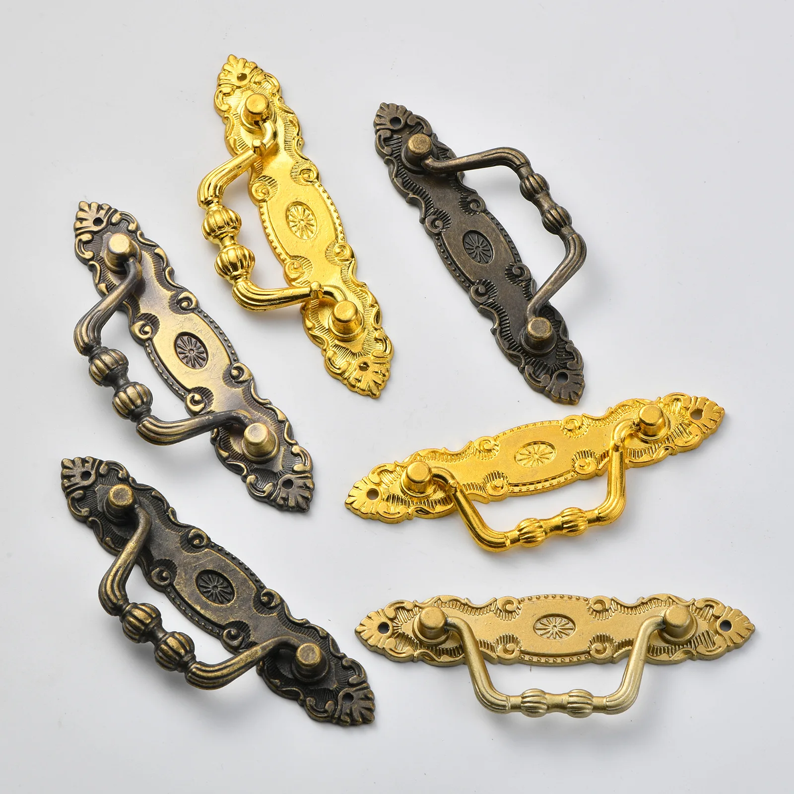 European drawer small pull handle retro simple cabinet door cabinet handle bronze, wooden box, wooden box handle