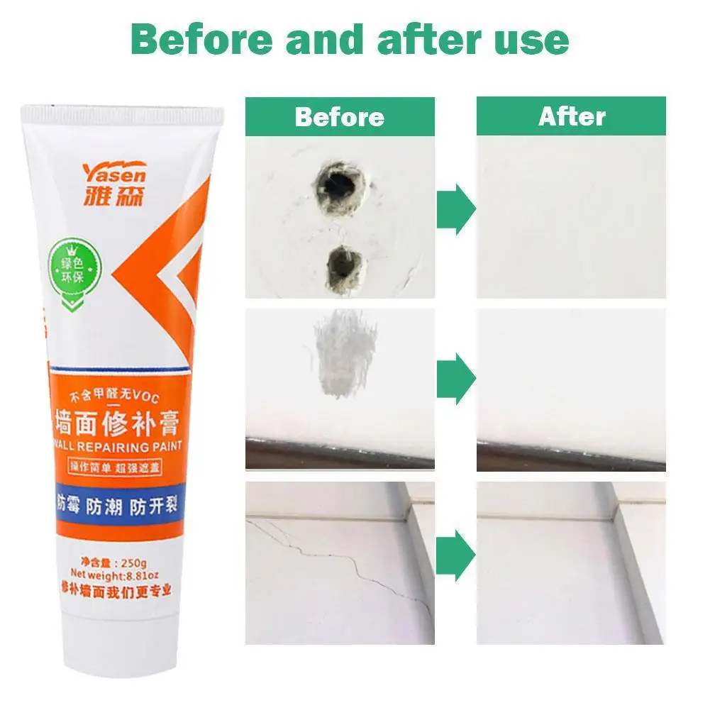 250g Wall Mending Agent Wall Repair Cream With Scraper Quick-Drying Valid Paint Patch Restore Agent Mouldproof B0Z5